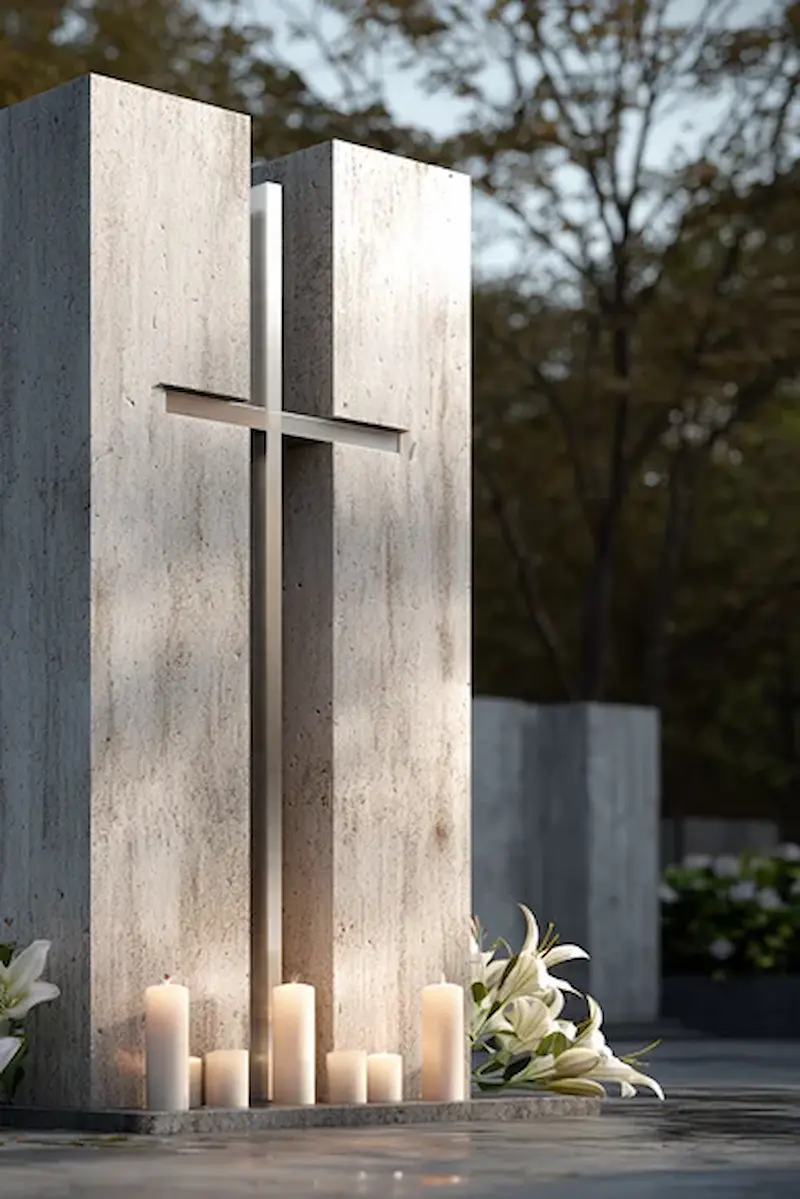 Paminklas su kryžiumi – Akmeka laidojimo paslaugos Klaipėdoje
